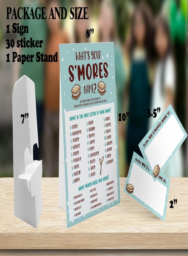 GNATV What's Your S'mores Name Game (1 S'mores Sign and 30 Name Tag Stickers), S'mores Game Party Decoration, Birthday Game for Kids, Family Game-28 - Image 2